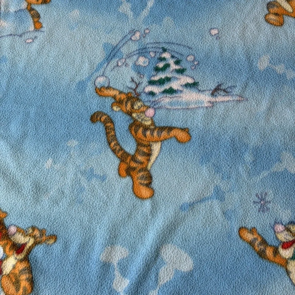 Disney Baby Blue Tigger Baby Blanket Satin Silky Edge Lovey Crown Crafts